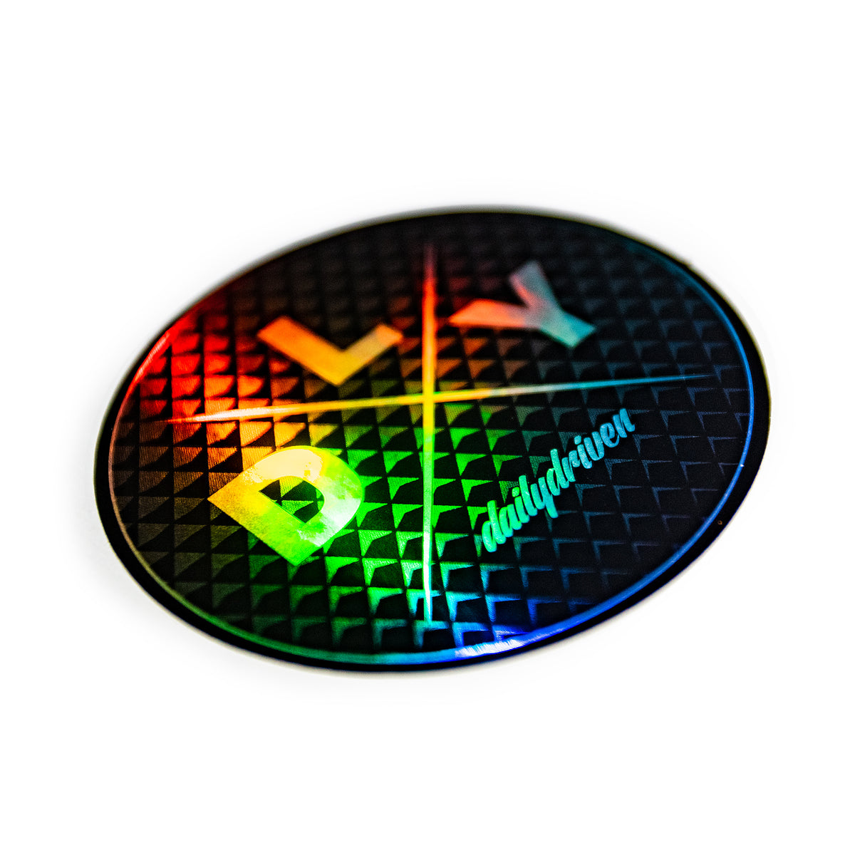 DailyDriven Holo Diamond 3" Silver Oil Chrome Sticker