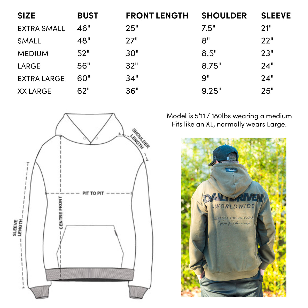 DailyDriven OVERSIZED Olive Hoodie